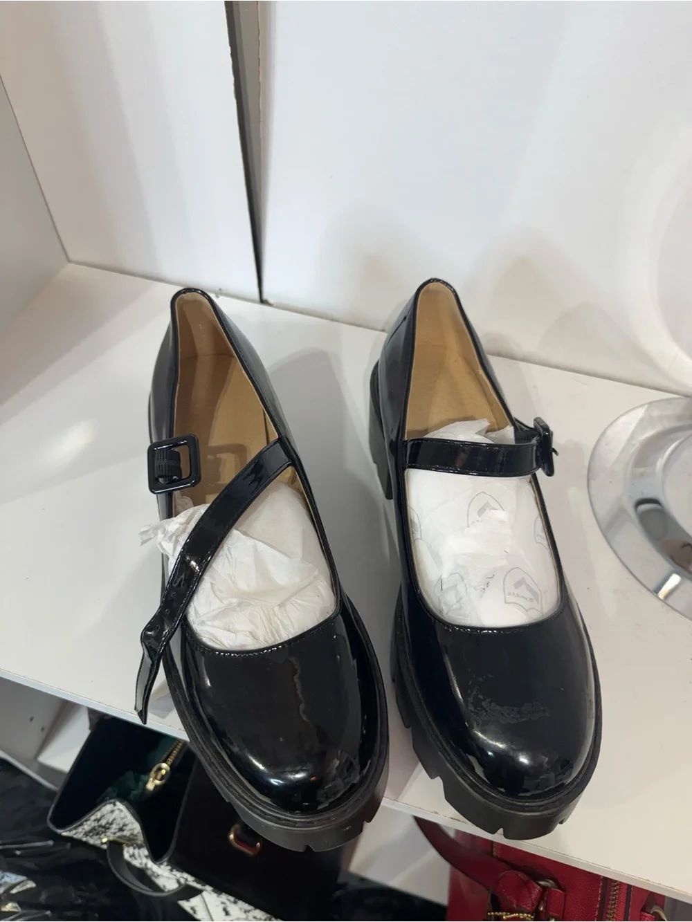 Black Patent Mary Jane Chunky Platform Loafers